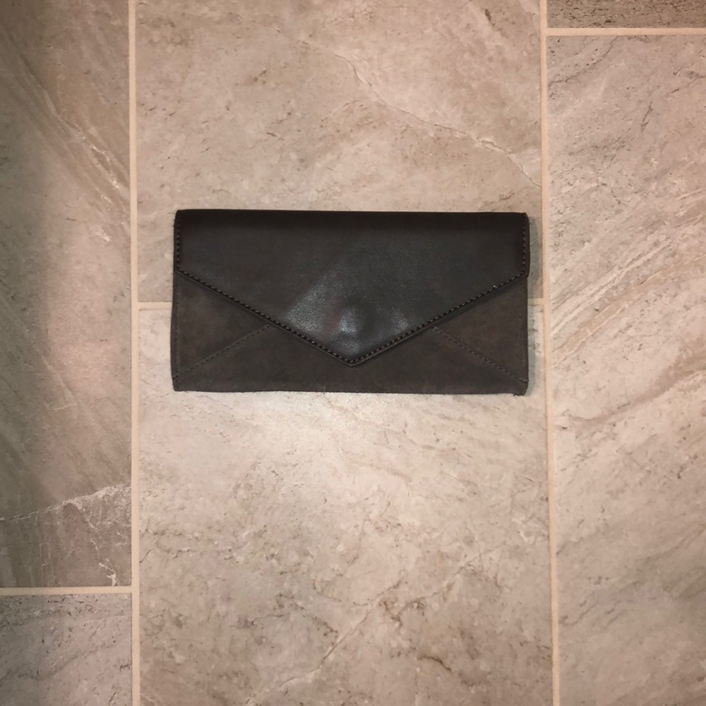 Grey suede clutch/crossbody